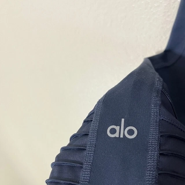alo-yoga moto gray mesh panel logo gym workout leggings