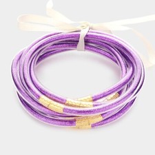 Glitter Jelly Bracelets 7 piece SET Tube Bangle Purple 178 PUR