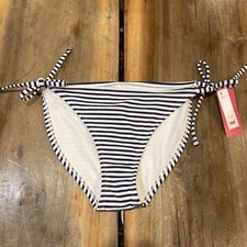 Women  s Xhilaration Blue and White Striped Hipster Bikini Bottoms Size Small NWT
