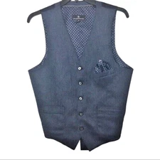 $125 HART SCHAFFNER MARX MEN'S WOOL BLEND DRESS VEST, NAVY, SIZE S