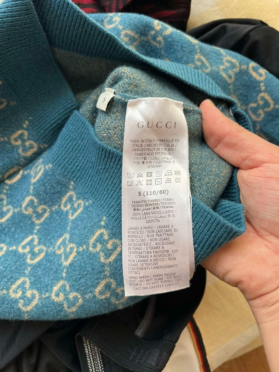 GUCCI グッチ　キッズ　ニットガウン　5 美品 GUCCI グッチ 678942 XKB6P GG総柄 ロゴ Vネック ニット