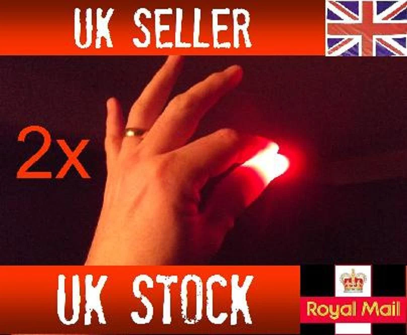 2x Magic Light up thumbs fingers RED party trick