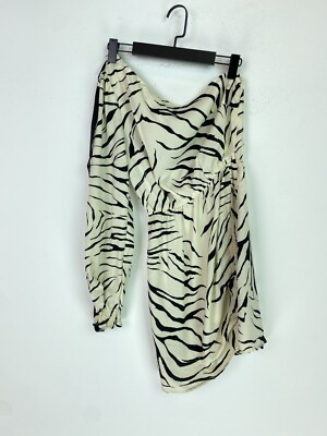 Ax Paris One Shoulder Animal Print Dress AX Paris Cream Black