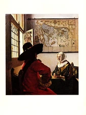 1981 Vintage VERMEER "OFFICER AND LAUGHING GIRL" LOVELY COLOR offset Lithograph