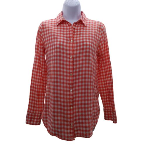 Camicia J.Crew donna ragazzo fit a quadri rosso chiaro/bianco abbottonata manica lunga 2 - Foto 8 di 8