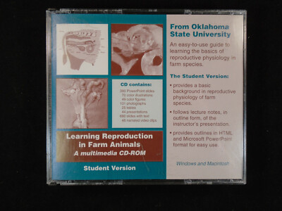 LEARNING Reproduction in FARM ANIMALS Student Version PC MAC Oklahoma State 1999