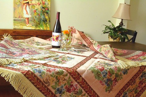 Tovaglie arazzo tessuto vintage floreale vintage Tache Country rustico Yuletide fiori - Foto 2 di 12