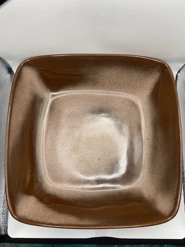 Vintage 40's - 50's Frankoma Pottery 5NS Square 2qt Bowl Plainsman Brown