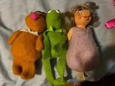Fisher Price 1979 Jim Henson Fozzy Bear Miss Piggy & Kermit Bean Bag Plush 6” Ea