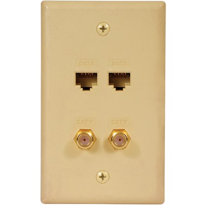 Icc Icrds2F5Iv Faceplate Idc 2 Data And F Type Ivory