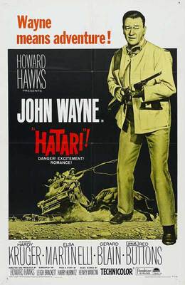 HATARI Movie POSTER 27x40 D John Wayne Elsa Martinelli Red Buttons Hardy Kruger