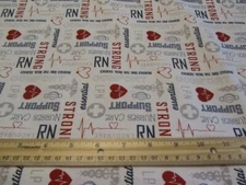 White/Red/Blue No One Fights Alone Riley Blake Nurses Cotton Fabric BTY