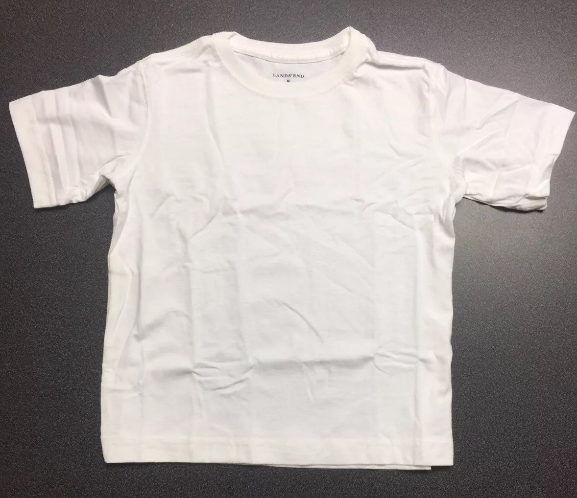 New Lands End School Uniform 7/8 Size S White Cotton T-Shirt Kids