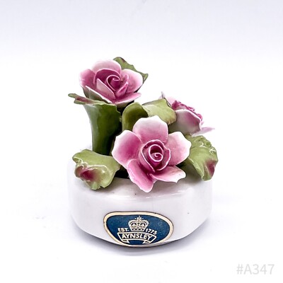 Vintage AYNSLEY England Hand modelled Porzellan Rosen Fine Bone China | 4,5cm