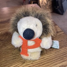Vintage Russ Berrie Leafy Lane Plush Hedgehog "P" 4"T