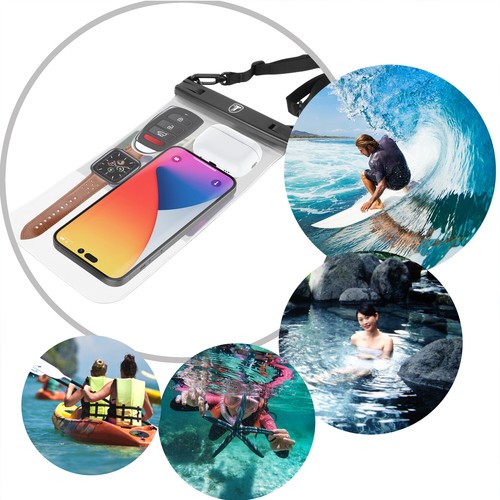 Waterproof Floating Swim Cell Phone Pouch Case Underwater Dry Bag with Strap - Picture 21 of 22