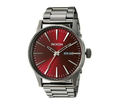 Nixon Orologio uomo acciaio Sentry SS Gunmetal deep burgundy movimento  quarzo | eBay