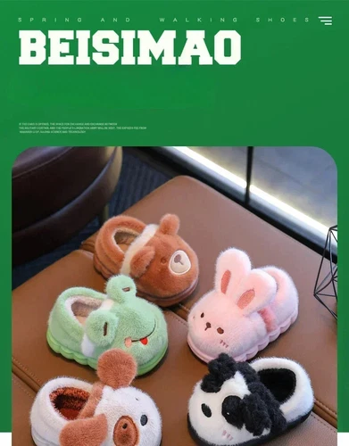 Baby warme Baumwollschuhe neu Jungen Mädchen Cartoon rutschfeste weiche Sohle Plüsch Hausschuhe - Bild 12 von 25