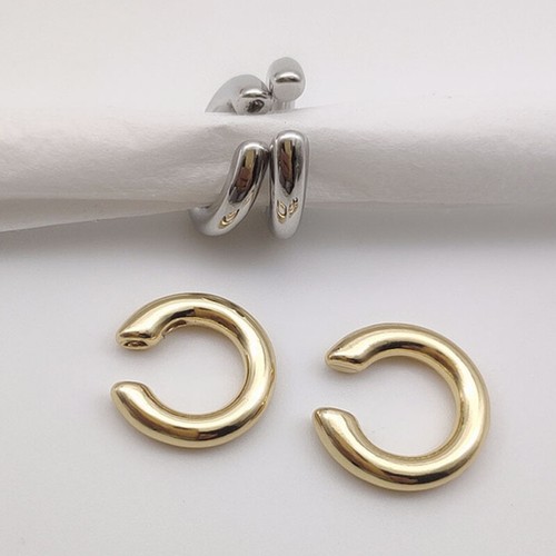 Round Metal Ear Bone Clip Earrings Non Pierced Ears Cuff Earring Women - Picture 4 of 9