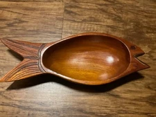 Vintage Hand Carved Fish Shaped bowl Haiti
