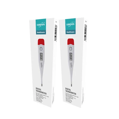 EUROPAPA 2 Stück Digitales Fieberthermometer wasserdicht mit Fieberalarm