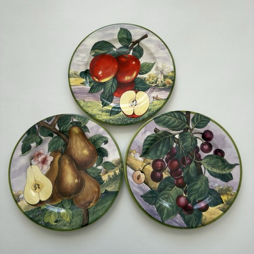 Villa D'este Dessert Plates Set of 3 Apple Pear Cherry Italy Decorative Plate