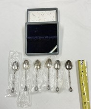 (6) Mid Century Silver Floating Pearl Demitas...