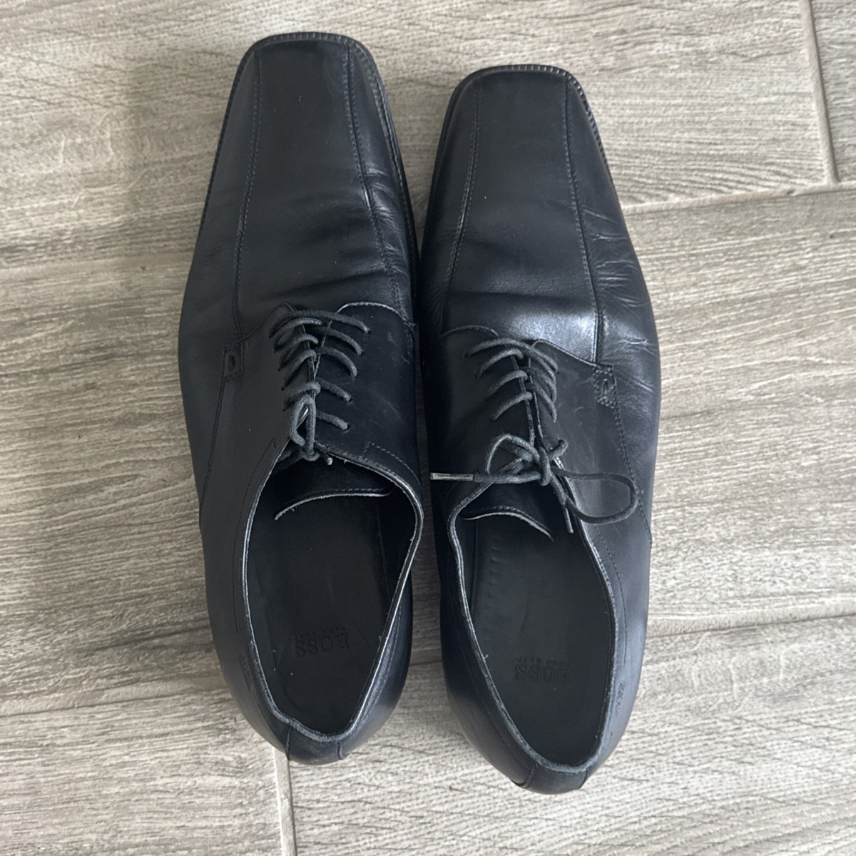 BOSS Hugo Boss Derby Dress Shoes US 11.5 Black Leather 