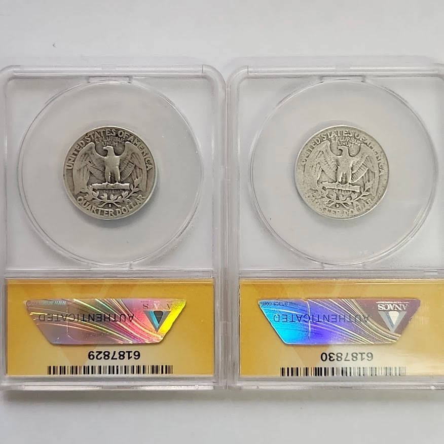 1932 S and D Washington Quarters, ANACS  F12 Scratched (S) and G4 (D) - Image 2 of 2