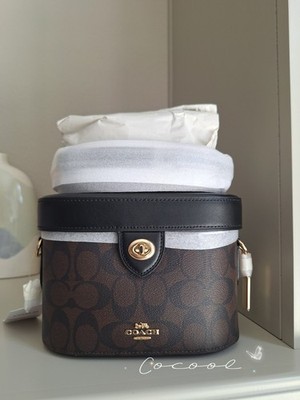 NWT Coach In Signature Kay Turn-Lock Canvas Brown Black Crossbody 