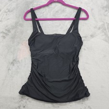 Athleta Tankini Size 36B/C Black Square Neck Bra Cup Swim UPF 50 Beach Vacation