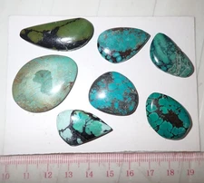 Turquoise Stone Flat Free Form Cabochon 138.5 Carat 7 pieces 27.7 gram