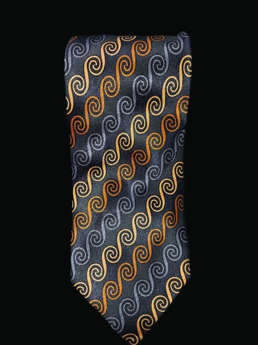 Croft & Barrow Seidenkrawatte mit orangefarbenem & grauem Spiralmuster T01 AD - Bild 1 von 2