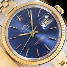 Rolex Uomo Datejust 16233 18K Oro Giallo Acciaio Blu Quadrante Jubilee Orologio