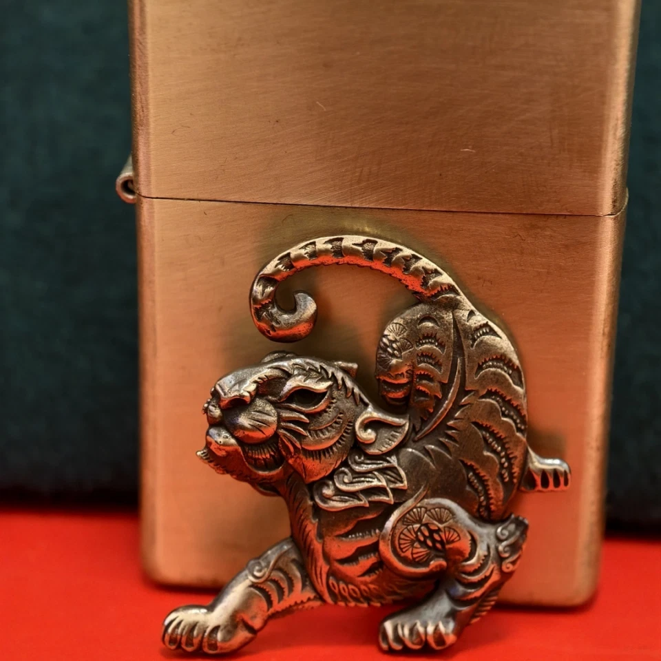 Brass Tiger Kerosene Lighter with High-Quality Sticker - Image 2 of 2