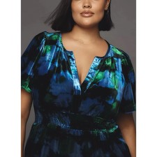 Anthropologie Somerset Velvet Dress Extra Small XS BNWT Blue Floral Maeve Pocket