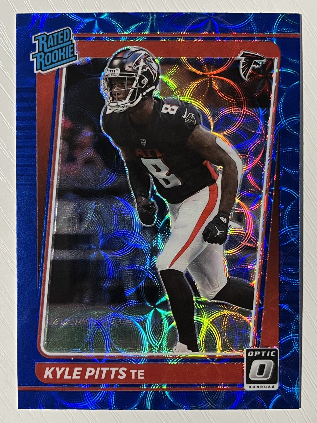 Kyle Pitts 2021 Panini Donruss Optic Blue Scope Prizm RC #211 Atlanta Falcons