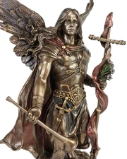 14" Saint Gabriel Archangel W/ Horn and Cross Statue Bronze Color Angel