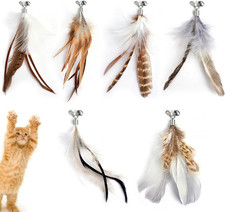 Cat Feather Toys Refills Cat Wand Replacement Feathers 6 PCS Handmade Cat Toy...