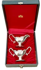 CORBELL & COMPANY VINTAGE SILVER PLATED CREAMER & SUGAR BOWL SET WITH BOX