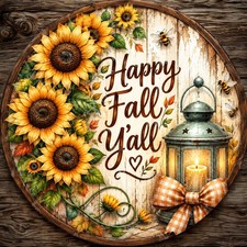 Happy Fall Harvest Door Sign, Turkey, Thanksgiving, Autumn Pumpkin, Scarecrow