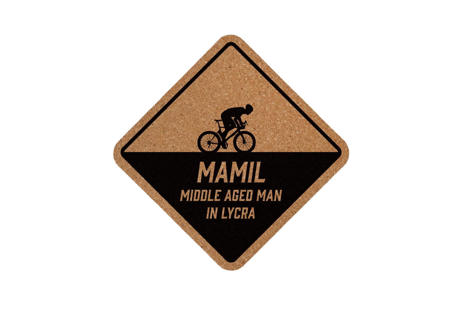 Square Cork Coaster 'Middle Aged Man In Lycra' | Cyclist Gift | Tableware