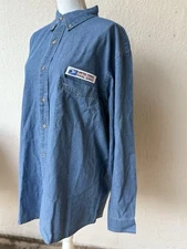 Vintage USPS Shirt Mens XL Postal Service Blue Denim Button Down USA Harriton