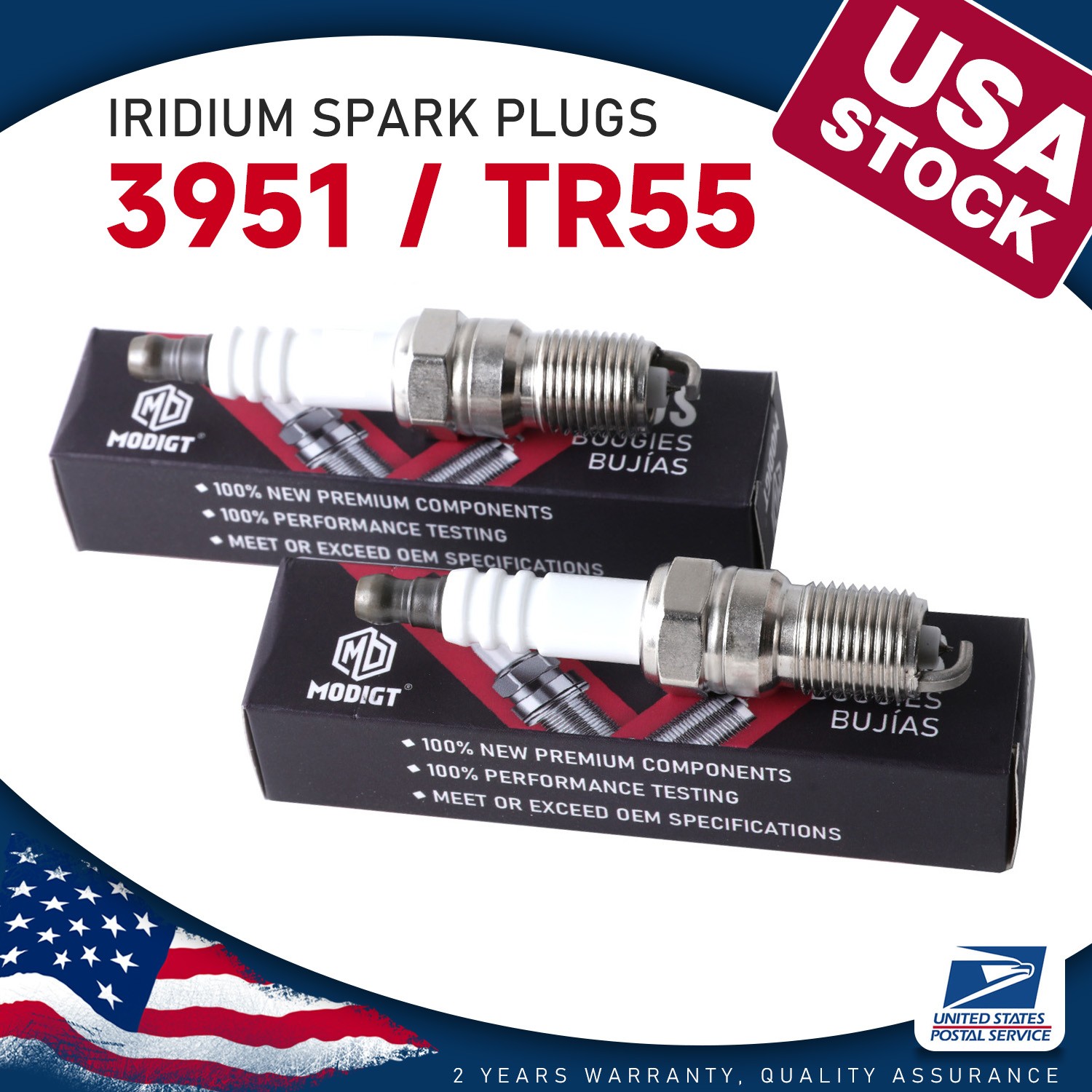 2Pcs OEM Spark Plugs For NGK 3951 TR55 Replace For Ford/Chevrolet/Cadillac/Buick