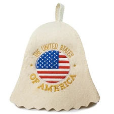 Wool Sauna Hat Embroidered USA Flag Sauna Cap Finnish Banya Hat for Men and W...