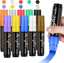 Acrylic Paint Markers Set 10 Jumbo 15Mm Waterproof Permanent Pens Multi Surface