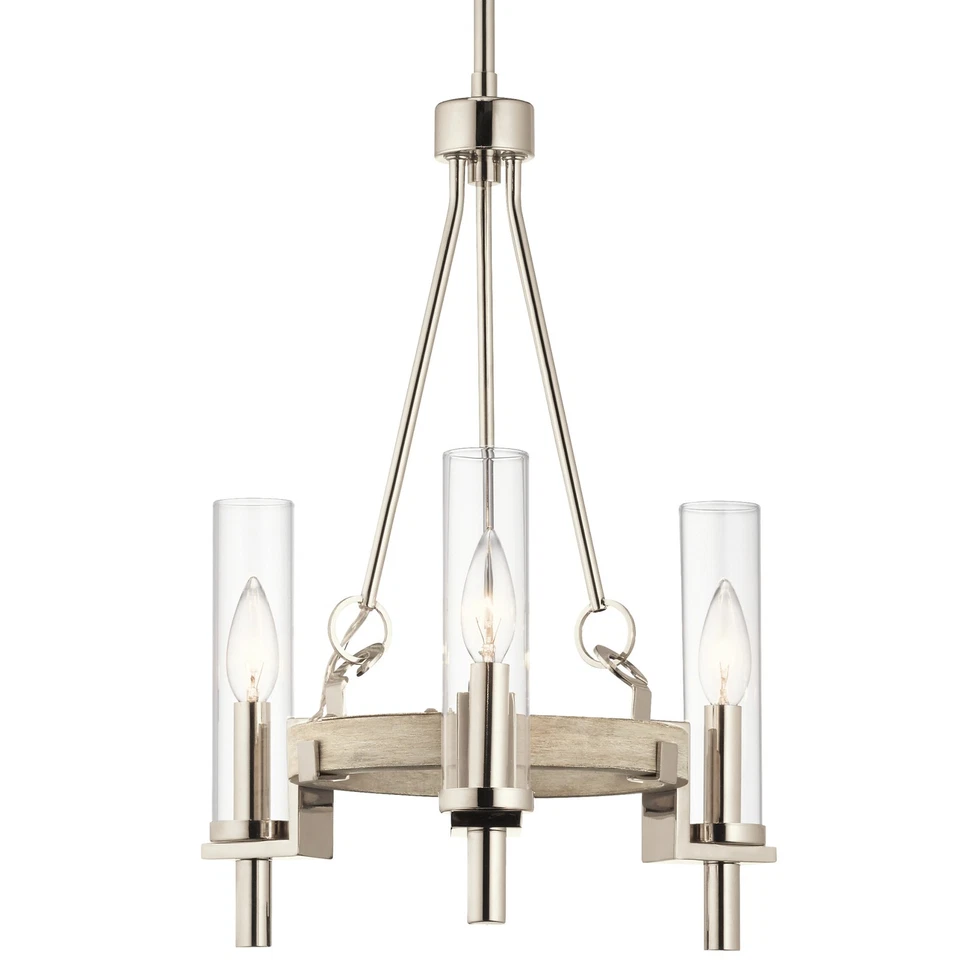 Mini araña Kichler 44286 blanco telan 3 luces 15" W Foto 2 de 3