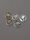 Mercury Silver Dimes 5 Different Date