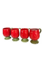 Set Of 4 Vintage Metlox Poppytrail California Strawberry mugs