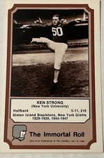 1974 Fleer Team Cloth Patch Stickers - The Immortal Roll Ken Strong (RC)
